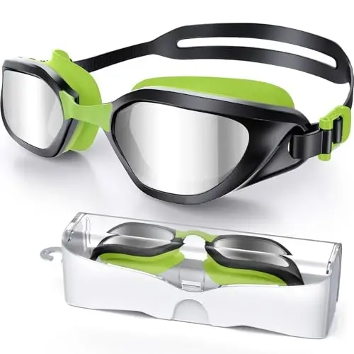 Vegemono Swim Goggles, Unisex Adult Swimming Goggles Anti Fog Anti UV No Leakage Wide View for Men Women Youth - VEGEMONO