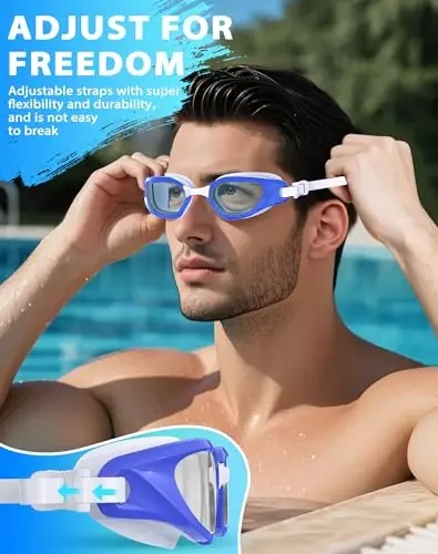 Vegemono Swim Goggles, Unisex Adult Swimming Goggles Anti Fog Anti UV No Leakage Wide View for Men Women Youth - 5