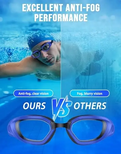 Vegemono Swim Goggles, Unisex Adult Swimming Goggles Anti Fog Anti UV No Leakage Wide View for Men Women Youth - 3