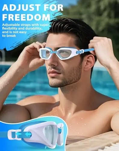 Vegemono Swim Goggles, Unisex Adult Swimming Goggles Anti Fog Anti UV No Leakage Wide View for Men Women Youth - 5