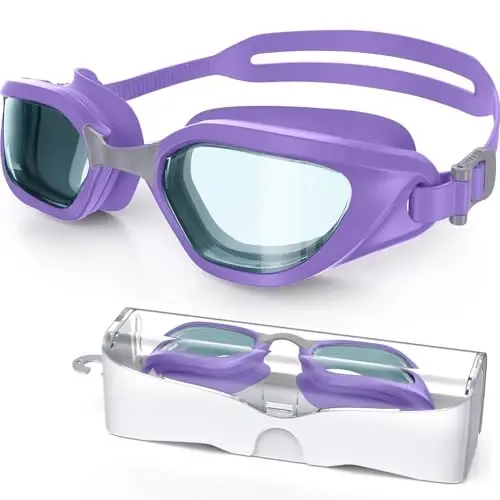 Vegemono Swim Goggles, Unisex Adult Swimming Goggles Anti Fog Anti UV No Leakage Wide View for Men Women Youth - 1