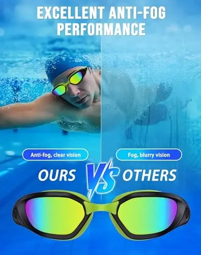 Vegemono Swim Goggles, Unisex Adult Swimming Goggles Anti Fog Anti UV No Leakage Wide View for Men Women Youth - 3