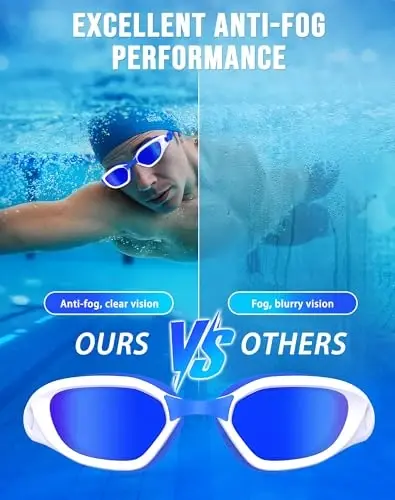 Vegemono Swim Goggles, Unisex Adult Swimming Goggles Anti Fog Anti UV No Leakage Wide View for Men Women Youth - 3
