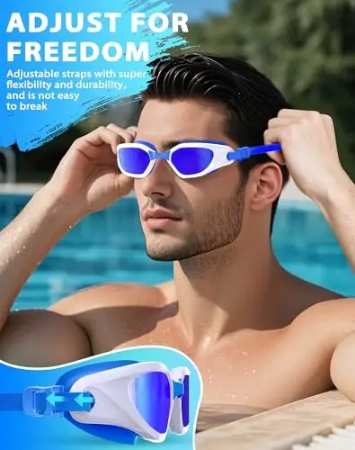 Vegemono Swim Goggles, Unisex Adult Swimming Goggles Anti Fog Anti UV No Leakage Wide View for Men Women Youth - 5