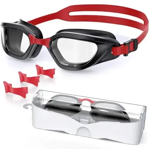 Vegemono Swim Goggles, Unisex Adult Swimming Goggles Anti Fog Anti UV No Leakage Wide View for Men Women Youth 