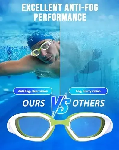 Vegemono Swim Goggles, Unisex Adult Swimming Goggles Anti Fog Anti UV No Leakage Wide View for Men Women Youth - 3