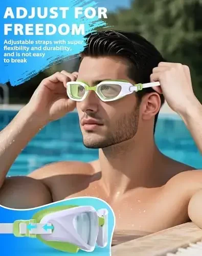Vegemono Swim Goggles, Unisex Adult Swimming Goggles Anti Fog Anti UV No Leakage Wide View for Men Women Youth - 5