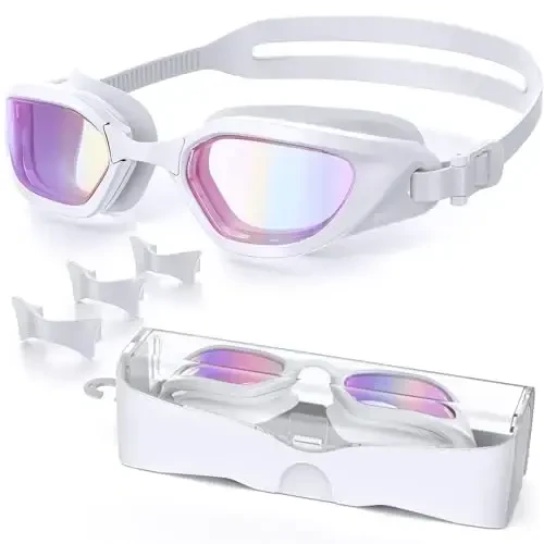 Vegemono Swim Goggles, Unisex Adult Swimming Goggles Anti Fog Anti UV No Leakage Wide View for Men Women Youth 