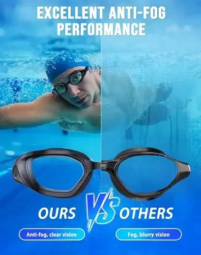 Vegemono Swim Goggles, Unisex Adult Swimming Goggles Anti Fog Anti UV No Leakage Wide View for Men Women Youth - 3