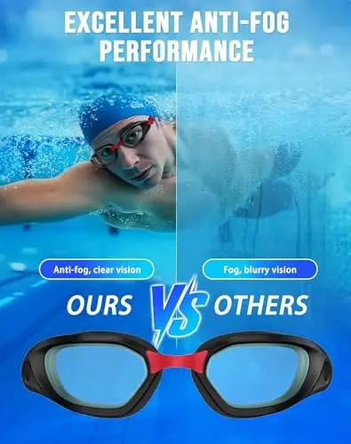 Vegemono Swim Goggles, Unisex Adult Swimming Goggles Anti Fog Anti UV No Leakage Wide View for Men Women Youth - 3