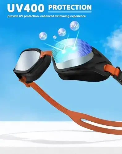 Vegemono Swim Goggles, Unisex Adult Swimming Goggles Anti Fog Anti UV No Leakage Wide View for Men Women Youth - 6