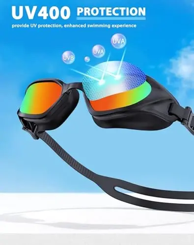 Vegemono Swim Goggles, Unisex Adult Swimming Goggles Anti Fog Anti UV No Leakage Wide View for Men Women Youth - 6