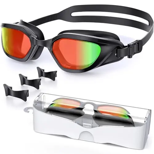 Vegemono Swim Goggles, Unisex Adult Swimming Goggles Anti Fog Anti UV No Leakage Wide View for Men Women Youth - Modazone