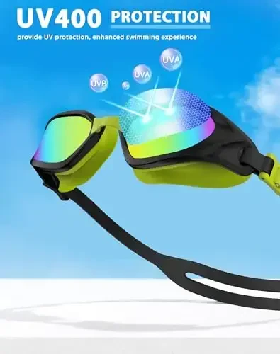 Vegemono Swim Goggles, Unisex Adult Swimming Goggles Anti Fog Anti UV No Leakage Wide View for Men Women Youth - 6