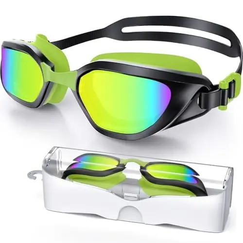 Vegemono Swim Goggles, Unisex Adult Swimming Goggles Anti Fog Anti UV No Leakage Wide View for Men Women Youth 