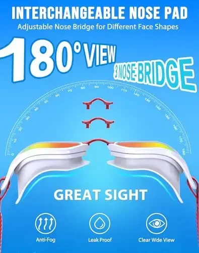 Vegemono Swim Goggles, Unisex Adult Swimming Goggles Anti Fog Anti UV No Leakage Wide View for Men Women Youth - Modazone (1)