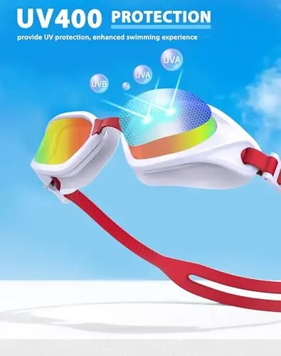 Vegemono Swim Goggles, Unisex Adult Swimming Goggles Anti Fog Anti UV No Leakage Wide View for Men Women Youth - 6