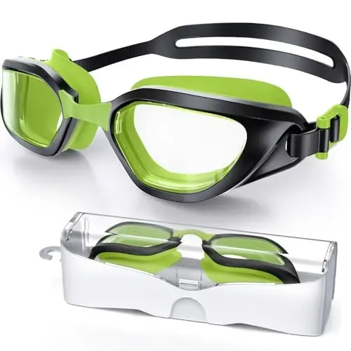 Vegemono Swim Goggles, Unisex Adult Swimming Goggles Anti Fog Anti UV No Leakage Wide View for Men Women Youth 