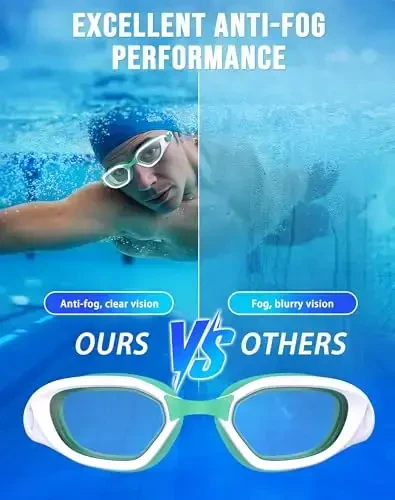 Vegemono Swim Goggles, Unisex Adult Swimming Goggles Anti Fog Anti UV No Leakage Wide View for Men Women Youth - 3