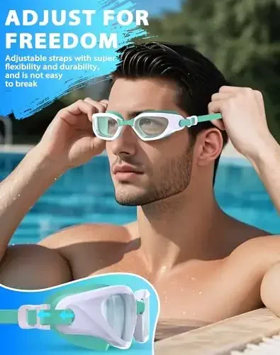 Vegemono Swim Goggles, Unisex Adult Swimming Goggles Anti Fog Anti UV No Leakage Wide View for Men Women Youth - 5