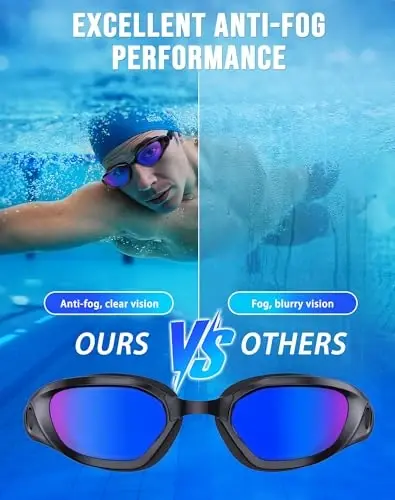Vegemono Swim Goggles, Unisex Adult Swimming Goggles Anti Fog Anti UV No Leakage Wide View for Men Women Youth - 3