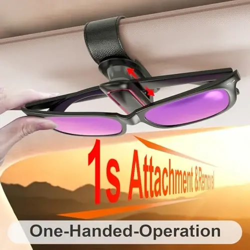 Veharvim avtomobil uchun quyoshdan himoya ko'zoynaklari ushlagichi (bir qo'lda boshqarish, yumshoq va ishonchli ushlash, silikon yostiqli, universal moslash, metall qisqich) Visor quyoshdan himoya ko'zoynaklari ushlagichi, Visor quyoshdan himoya ko'zoynaklari ushlagichi (qora, 4 dona) - 2
