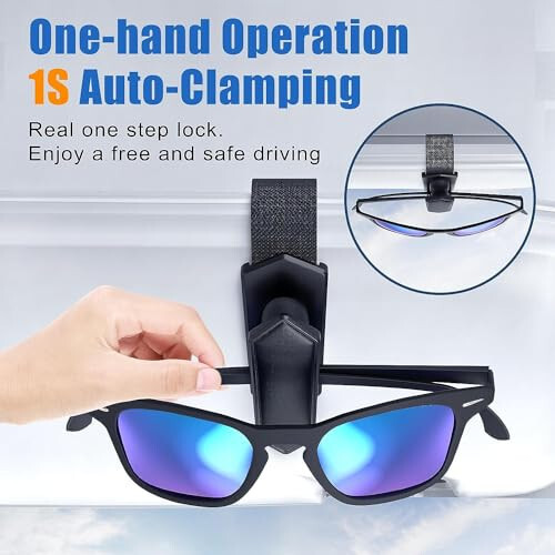 Veharvim One-Handed-Operation Sunglasses Holder for Car, 2 Pack Visor Sunglass Holder Clip, Car Accessories Interior, Universal Fit Silicone Padded Visor Sunglass Holder Car, Unmatched Durability - 14