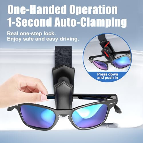 Veharvim One-Handed-Operation Sunglasses Holder for Car, 2 Pack Visor Sunglass Holder Clip, Car Accessories Interior, Universal Fit Silicone Padded Visor Sunglass Holder Car, Unmatched Durability - 8