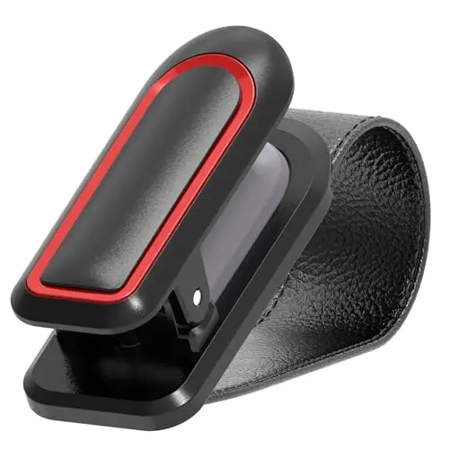 Veharvim Sunglass Holder for Car (2 Pack, One-Handed Operation, Gentle & Secure Hold, Silicone Padded, Universal Fits Sunglass and Car Visor) - Sunglasses Clip for Car Visor (Red, 1 Pack) - 1