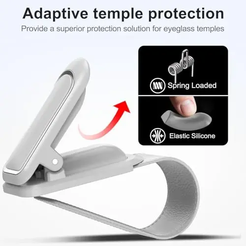 Veharvim Sunglass Holder for Car (One-Handed-Operation, Gentle & Secure Hold, Silicone Padded, Universal Fit, Metal Clip) Visor Sunglass Holder Clip,Visor Sunglass for Car (Grey2, 2 Pack) - 3