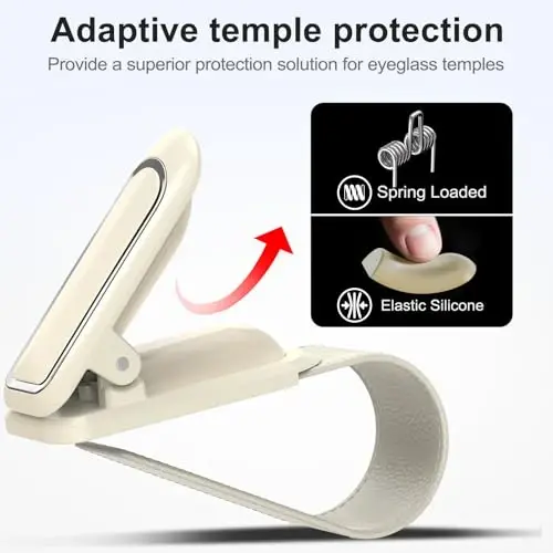 Veharvim Sunglass Holder for Car (2 Pack, One-Handed Operation, Gentle & Secure Hold, Silicone Padded, Universal Fits Sunglass and Car Visor) - Sunglasses Clip for Car Visor - 3