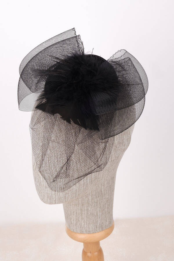 Veil Bridal Wedding Hat Feathered Elegant Bride Cap for Wedding - 1