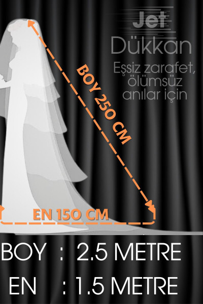 Veil Elegance Dense Pearl 2.5 Meter Length 1.5 Meter Width - Bride, Wedding, Veil, tulle, Off White - JETDUKKAN (1)