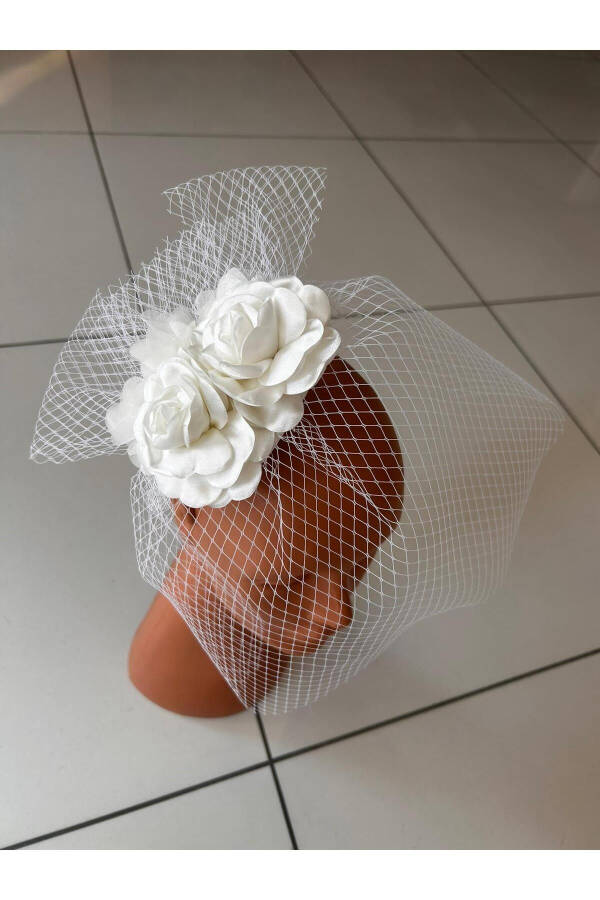 Veil, Tulle Bridal Crown Wedding Accessory, Wedding Cap Veil, Wedding Hat, Wedding Cap, Bridal Hat - 7