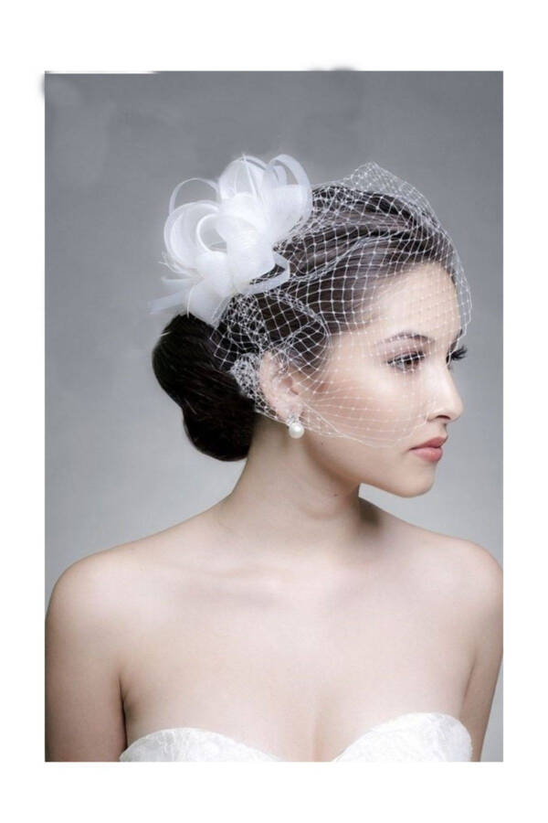 Veil, Wedding Hat, Bridal Veil Crown, Bridal Wedding Hair Accessory - 1