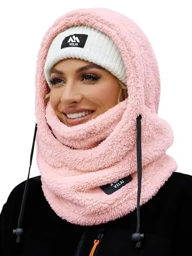 VELAI Balaclava Fleece Ski Mask for Men Women Winter Face Masks Windproof Hooded Scarf Cold Weather Hat Neck Warmer 