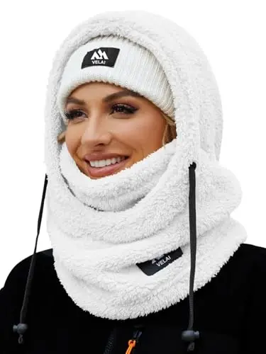 VELAI Balaclava Fleece Ski Mask for Men Women Winter Face Masks Windproof Hooded Scarf Cold Weather Hat Neck Warmer - 1