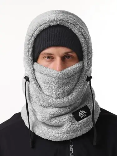 VELAI Balaclava Fleece Ski Mask for Men Women Winter Face Masks Windproof Hooded Scarf Cold Weather Hat Neck Warmer - VELAI (1)