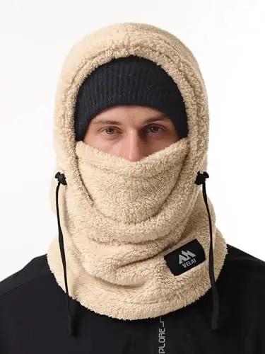 VELAI Balaclava Fleece Ski Mask for Men Women Winter Face Masks Windproof Hooded Scarf Cold Weather Hat Neck Warmer - VELAI (1)