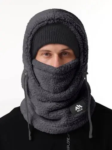 VELAI Balaclava Fleece Ski Mask for Men Women Winter Face Masks Windproof Hooded Scarf Cold Weather Hat Neck Warmer - 2