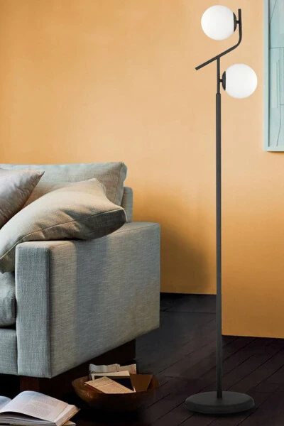 Velar Black and White Glass Modern Design Metal Floor Lamp - APLIQA