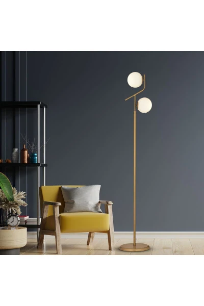 Velar Eskitme Beyaz Camlı Modern Tasarım Metal Lambader - APLIQA (1)