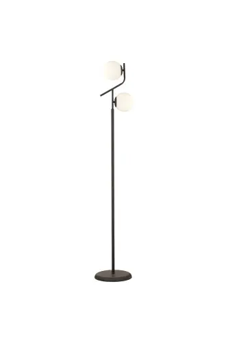 Velar Siyah Beyaz Camlı Modern Tasarım Metal Lambader - SİYAH - 3