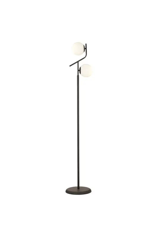 Velar Siyah Beyaz Camlı Modern Tasarım Metal Lambader - SİYAH - 4