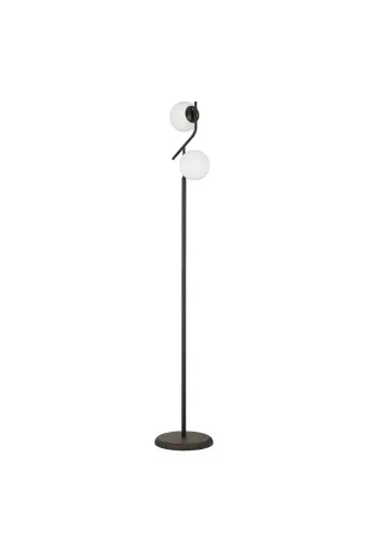 Velar Siyah Beyaz Camlı Modern Tasarım Metal Lambader - SİYAH - 5