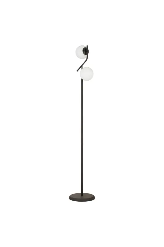 Velar Siyah Beyaz Camlı Modern Tasarım Metal Lambader - SİYAH - 6
