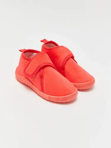 Velcro Velvet Baby Girl Slippers-Pink - 1