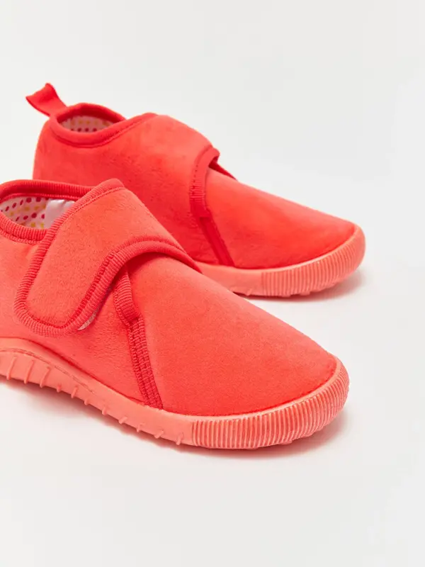 Velcro Velvet Baby Girl Slippers-Pink - 3