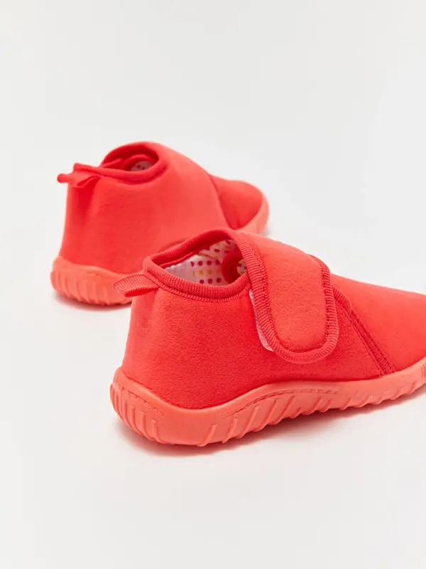 Velcro Velvet Baby Girl Slippers-Pink - 4