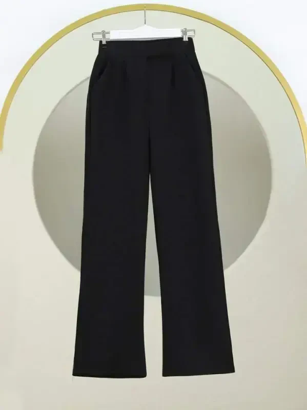 Velcro Zippered Palazzo Pants - Black - BÜYÜKBEDENIZ